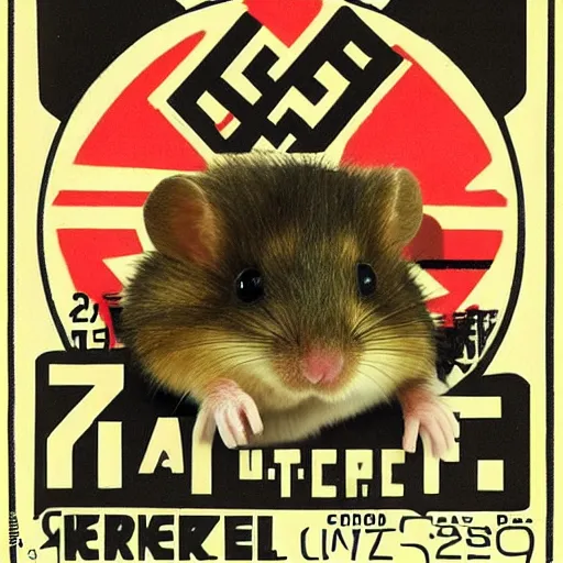 Image similar to cute Hampster on a nazi propaganda poster