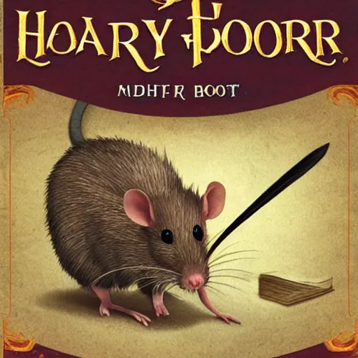 Prompt: rat as harry potter book cover