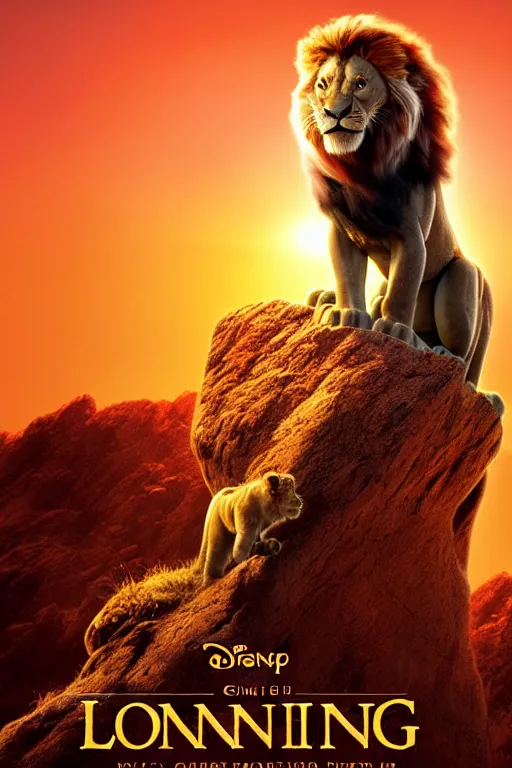 lion king movie poster, cgi, cinema, realistic | Stable Diffusion