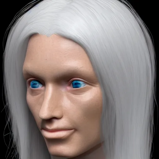 Image similar to marble skin, old, white hair, translucent sss, daz occlusion