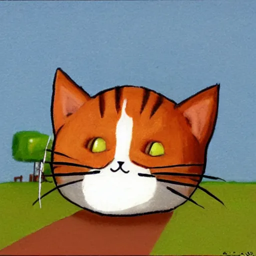 Image similar to cat kirby in the style of Quint Buchholz