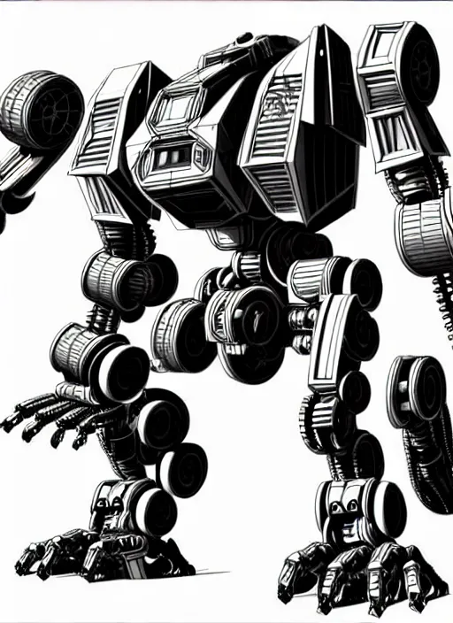 Image similar to very technical and detailed blueprint of a robot tiger, center frame, side view intricate details, ultra - detailed, baroque style, illustration, desaturated, concept art, battletech, mechwarrior, zoids