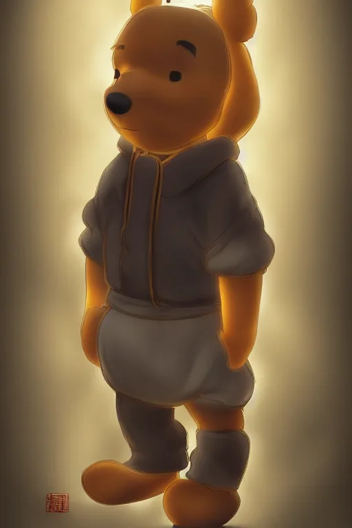 Image similar to chinese winnie the pooh xi jinping, trending on artstation, by kawacy, furry art, digital art, cyberpunk, high quality, backlighting