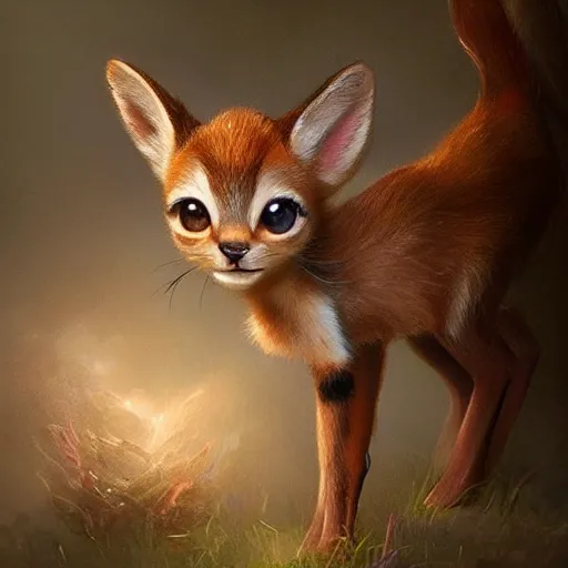 Prompt: Disney's Bambi Cat, the cutest kitten ever, D&D, fantasy, portrait, highly detailed, digital painting, trending on artstation, concept art, sharp focus, illustration, art by artgerm and greg rutkowski and magali villeneuve