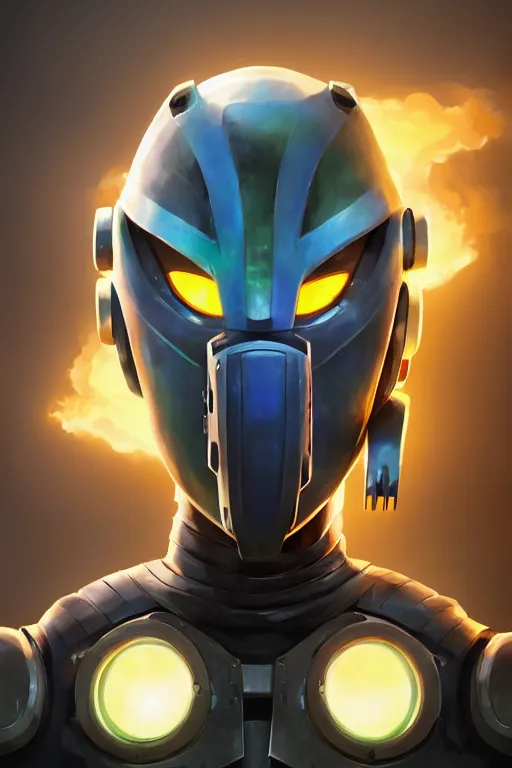 Image similar to epic mask helmet robot ninja portrait stylized as fornite style game design fanart by concept artist gervasio canda, behance hd by jesper ejsing, by rhads, makoto shinkai and lois van baarle, ilya kuvshinov, rossdraws global illumination radiating a glowing aura global illumination ray tracing hdr render in unreal engine 5