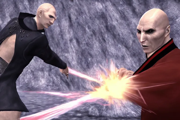 Image similar to a screenshot from voldemort in Tekken 6