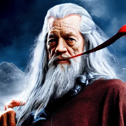 Prompt: photo of Gandalf as spiderman