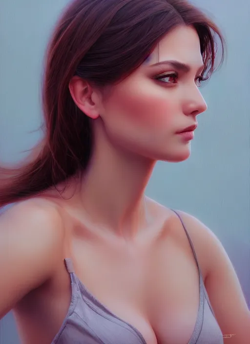 Image similar to photo of a gorgeous young woman in the style of stefan kostic, realistic, sharp focus, 8 k high definition, insanely detailed, intricate, elegant, art by stanley lau and artgerm