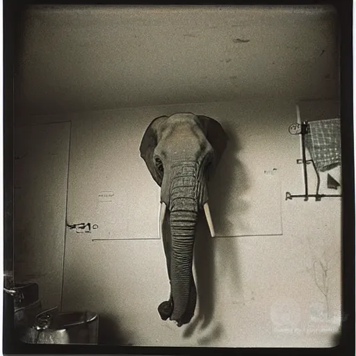 Image similar to a kitchen with an elephant's foot chernobyl, polaroid photo, perfect photo, photo pinterest