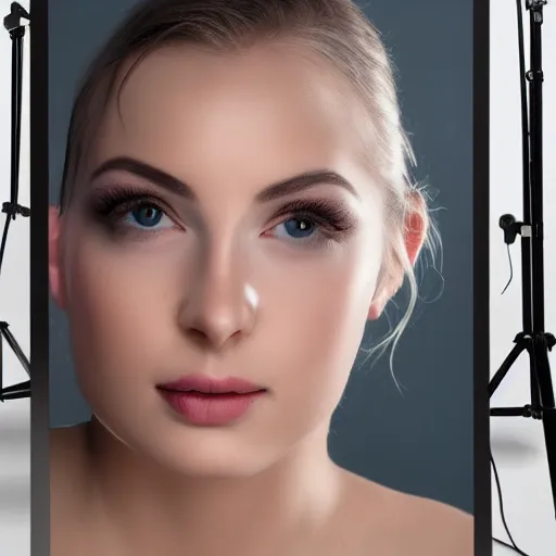 Image similar to studio portrait photo of Valentine Kozin, headshot, professional lighting rig, hyperrealistic, 4K, DSLR