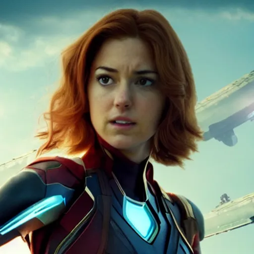 Image similar to A still of Shailene Woodley as Black Widow in Iron Man 2 (2010), close-up