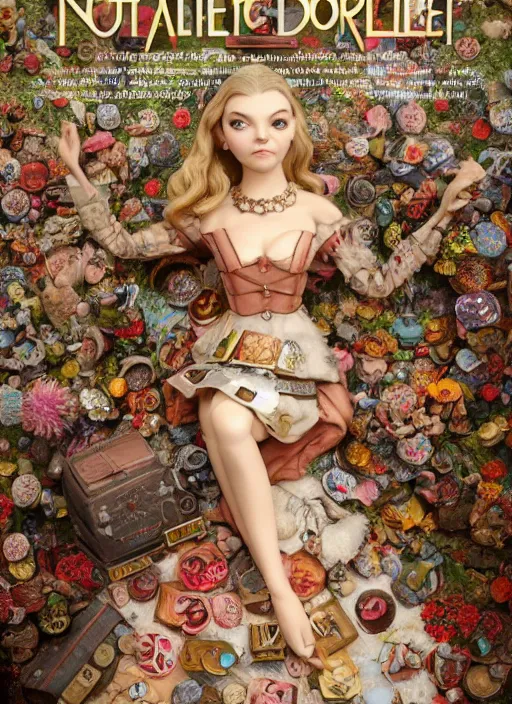 Image similar to full body of a tin toy natalie dormer, depth of field, zeiss lens, detailed, symmetrical, centered, fashion photoshoot, by nicoletta ceccoli, mark ryden, lostfish, earl nore, hyung tae, frank frazetta, breathtaking, 8 k resolution, extremely detailed, beautiful, establishing shot, artistic, hyperrealistic, octane render