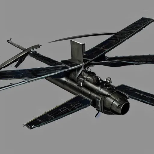 Prompt: futuristic military attack helicopter concept art