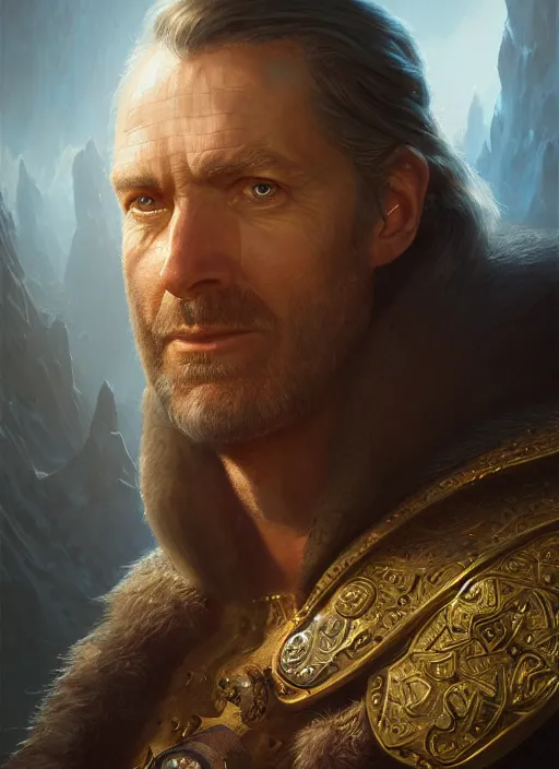 Prompt: Highly detailed portrait of Sir Graham, King's Quest, Sierra adventure game, fantasy art by Greg Rutkowski, Stanley Artgerm, Tom Bagshaw, global illumination, radiant light, detailed and intricate environment