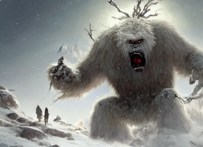 prompthunt: baby yeti in the snowy forest by grant morrison, hyperdetailed,  artstation, cgsociety, 8 k