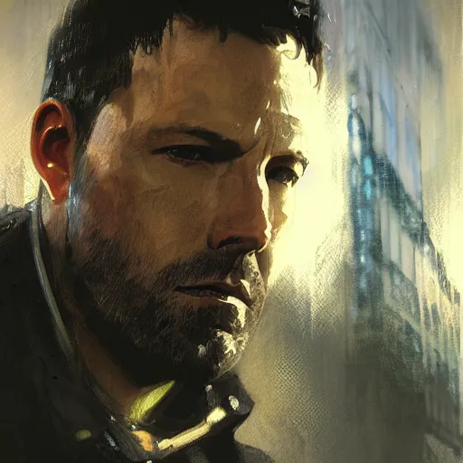 Image similar to ben affleck, hyperrealistic portrait, bladerunner street, art of elysium by jeremy mann and alphonse mucha, fantasy art, photo realistic, dynamic lighting, artstation, poster, volumetric lighting, very detailed face, 4 k, award winning