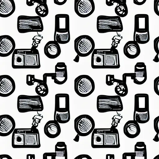 Image similar to seamless pattern showing microscopes. black and white, drawing, white background, seamless, ornament.