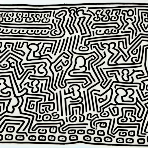 Image similar to a picture drawn by keith haring of people fighting