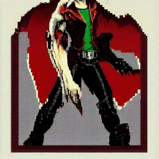 Image similar to Dante from Devil May Cry in Castlevania Symphony of the Night, highly detailed, pixel art