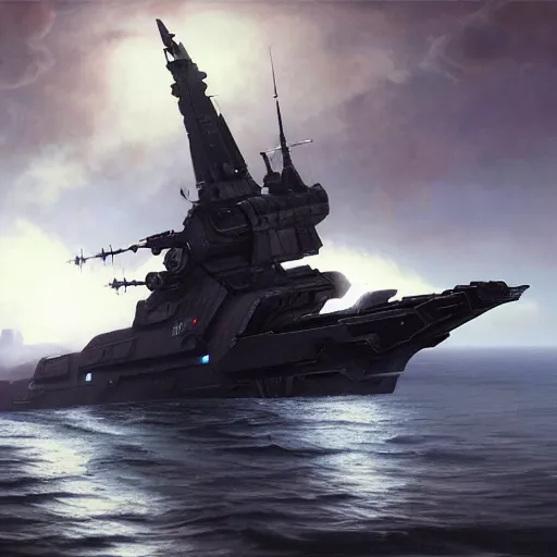 Premium AI Image  Digital concept art of a scifi space battleship