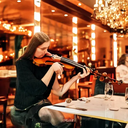 Image similar to a social media post for a live music event for a violinist in a restaurant