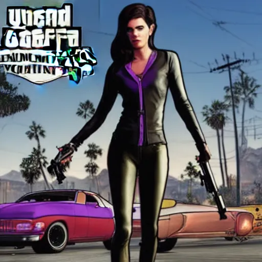 Image similar to widowmaker in gta 5, cover art