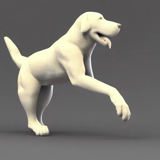 Prompt: a 3 d render of a dog figure, rotated 0 degrees around y - axis