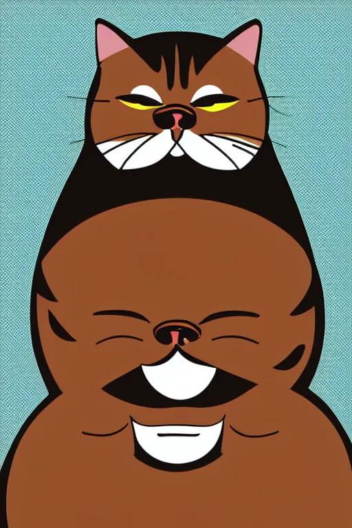 Image similar to Portrait of a cat that is a sumo wrestler, sticker, colorful, illustration, highly detailed, simple, smooth and clean vector curves, no jagged lines, vector art, smooth