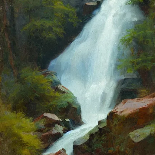 Prompt: waterfall painting by jeremy lipking