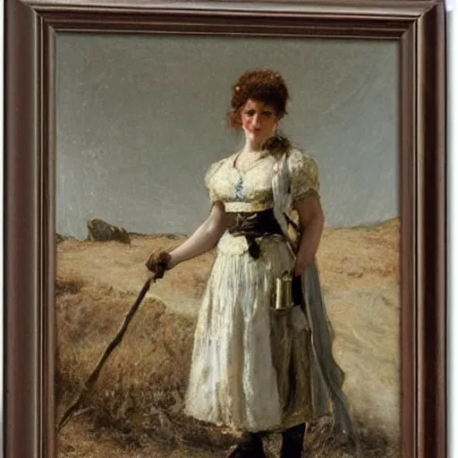 Image similar to female adventurer by alfred stevens