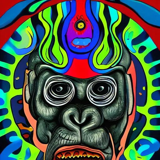 Image similar to stoned ape theory, psilocybin mushrooms, abstract, evolution