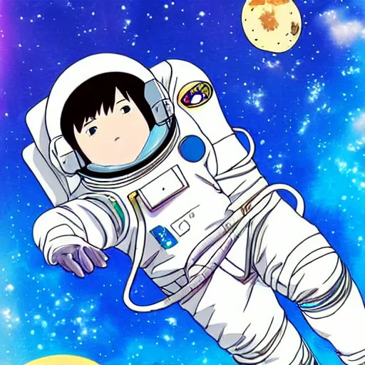 Image similar to astronaut floating in space, anime style, pixiv