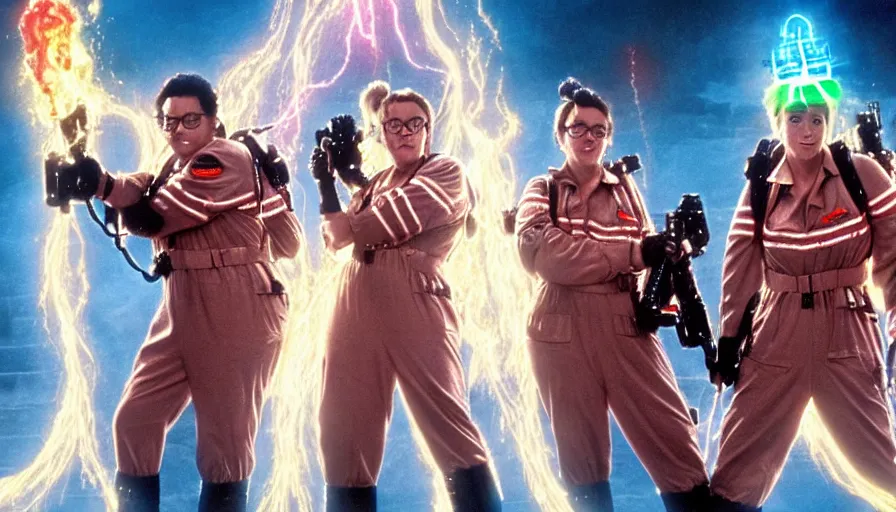 Prompt: big budget movie with ghostbusters monsters.