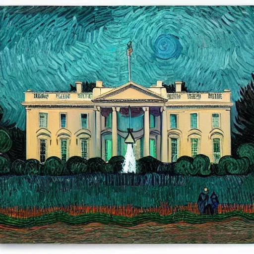 Prompt: White house, painted by Van Gogh