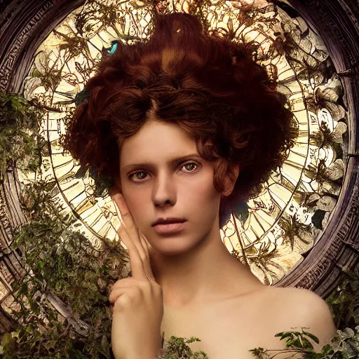 Image similar to photo portrait of a beautiful bewitching female, zeiss lens, detailed, symmetrical, centered, by edward robert hughes, annie leibovitz and steve mccurry, david lazar, jimmy nelsson, greg rutkowski and alphonse mucha, breathtaking, 8 k resolution, extremely detailed, beautiful, establishing shot, artistic, hyperrealistic, beautiful face, octane render