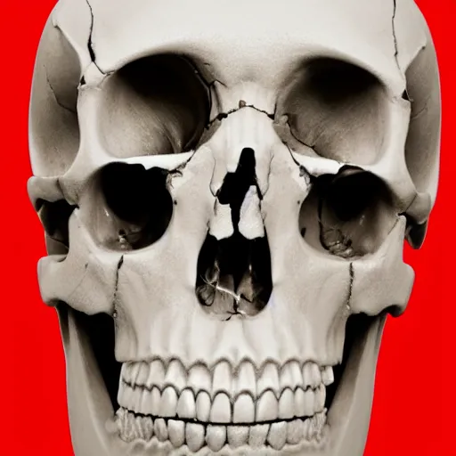 Image similar to broken human skull with only the jaw and nose