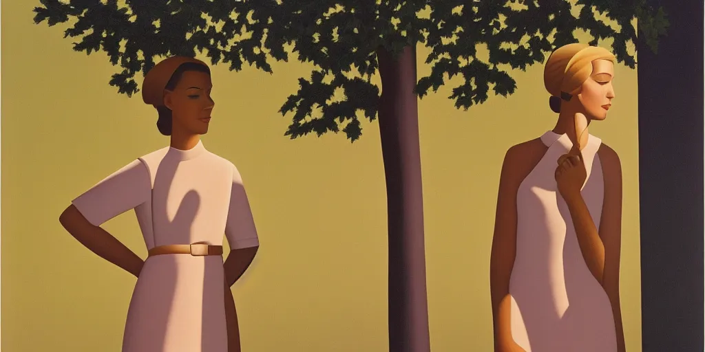 Image similar to tall lady in a dress, summer evening, kenton nelson