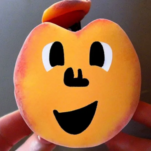 Image similar to a peach fruit that has princess peach's face on its surface.