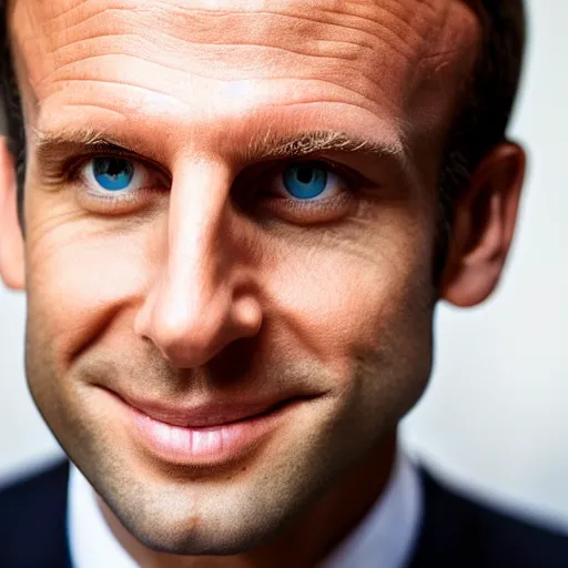 Image similar to closeup portrait of emmanuel macron smiling trying to rob you at gunpoint in a smoky back street, natural light, sharp, detailed face, magazine, press, photo, steve mccurry, david lazar, canon, nikon, focus