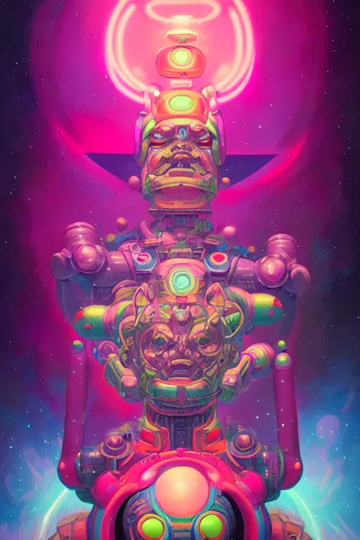 Prompt: Psychedelic Neon Japanese Portrait of Galactus by Peter Mohrbacher