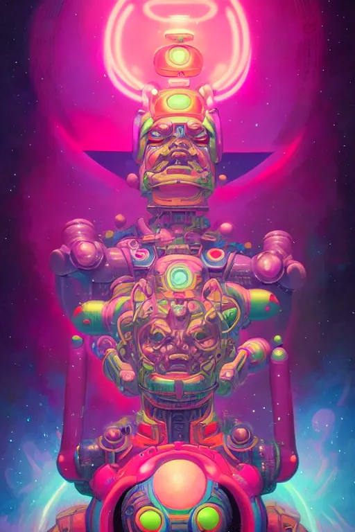 Image similar to Psychedelic Neon Japanese Portrait of Galactus by Peter Mohrbacher