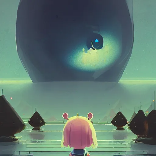 Image similar to dark fantasy, art by james gilleard, breathtaking, animal crossing characters, korean light novel cover, by goro fujita, sci - fi zoom backgrounds, glitch art, mirrors, birthday card mockups, art by greg rutkowski, soft shadow, baroque, art nouveau