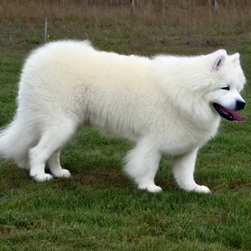 Prompt: samoyed playing in the clouds