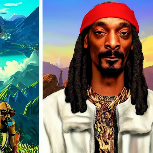 Prompt: Snoop Dogg in Breath of the Wild