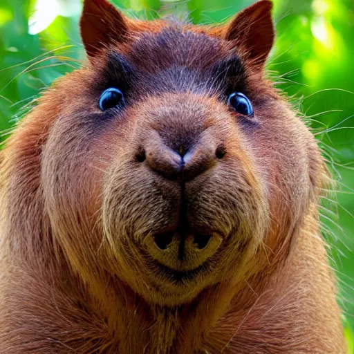 Image similar to coconut with the face of a capybara