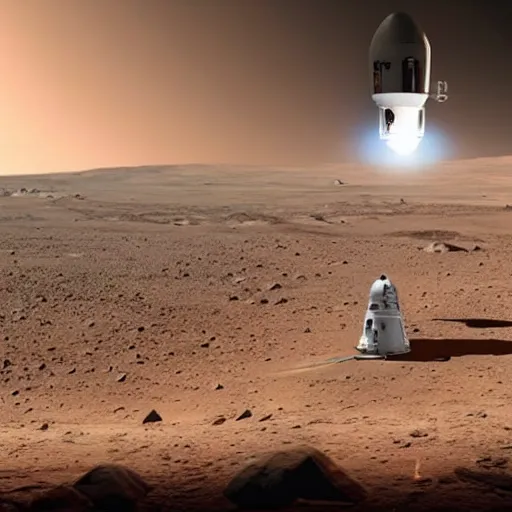 Prompt: a spaceship heading to mars created by elon musk,