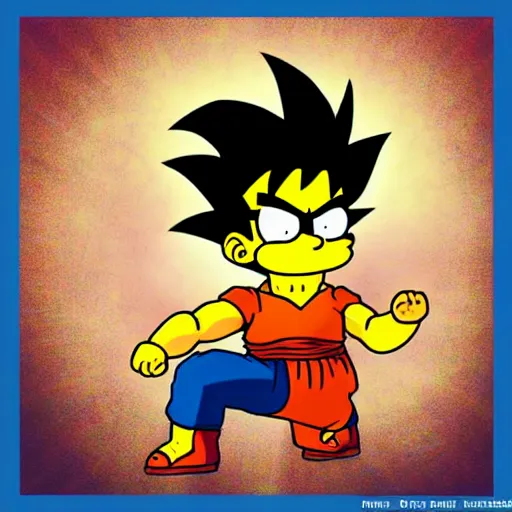 Image similar to son goku in tue style of simpson