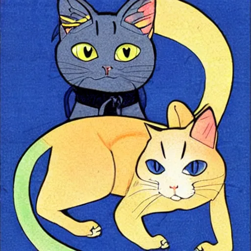 Image similar to an illustration of a siamese cat, by ken sugimori in 1 9 9 8.