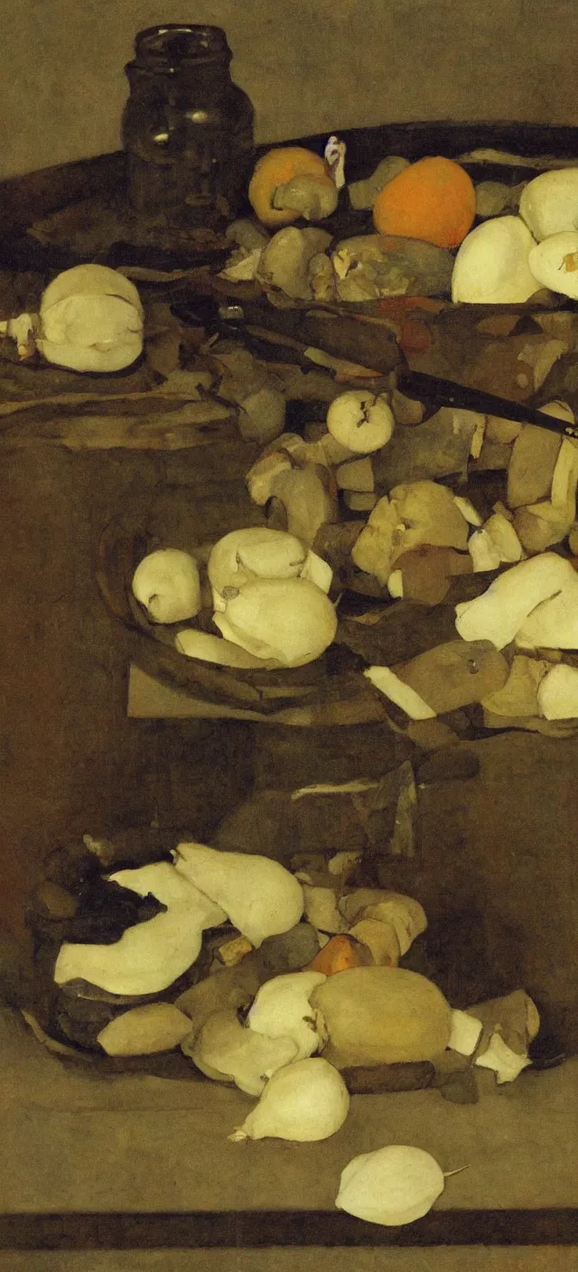 Prompt: a vanitas still life by wyeth