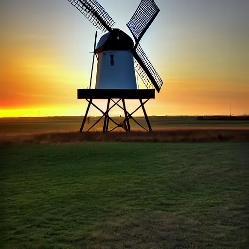 Prompt: Lytham windmill at sunset